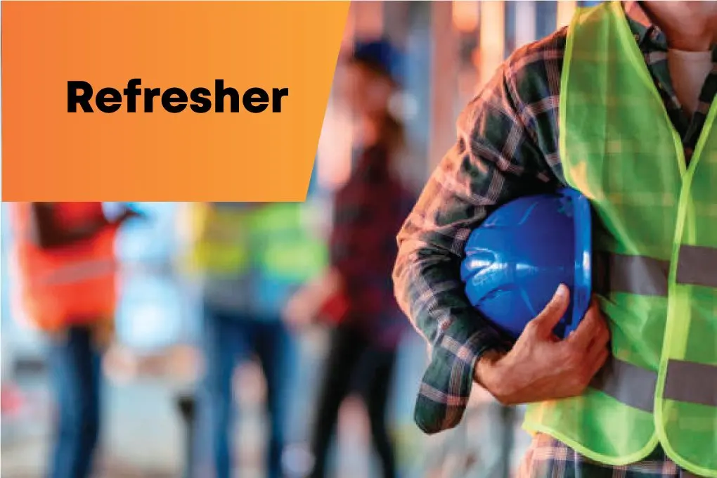 Construction workers attending 8-hour site safety training session